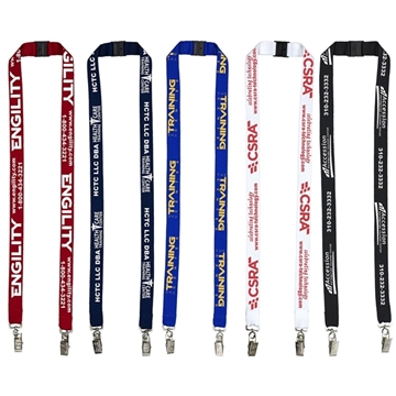 "RICARDO" 3/4" Dual Attachment Polyester Silkscreen Lanyard with FREE Breakaway Safety Release